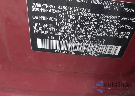 2016 Subaru Forester 2.5I Premium из США, поврежденный, VIN JF2SJADC8GH405813